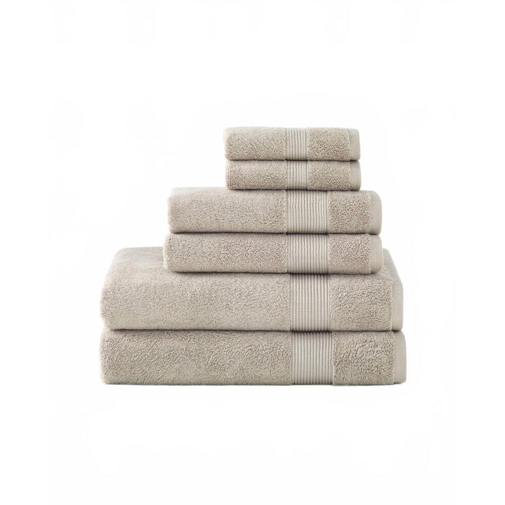 NEW UNDER THE CANOPY classic organic cotton 6-piece bath towel set in light taup
